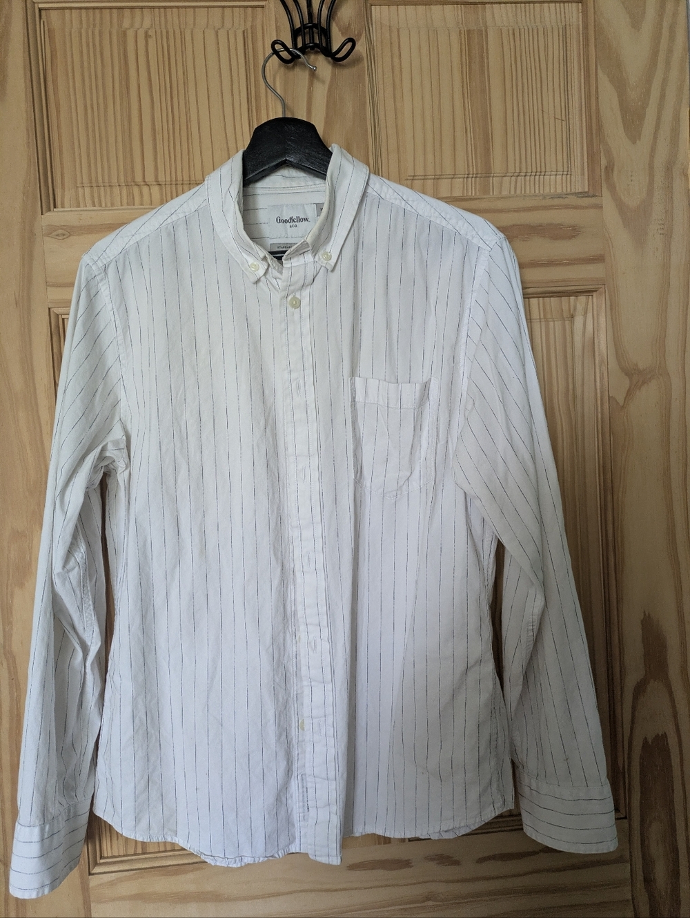White Shirt with Navy Pinstripes, Goodfellow & Co